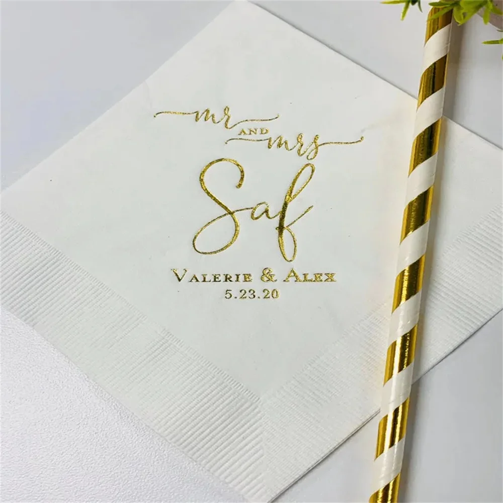 

Personalized Mr & Mrs Mr and Mrs Wedding Napkins Custom Monogram Beverage Cocktail Cake Dessert Appetizers Luncheon Dinner Guest