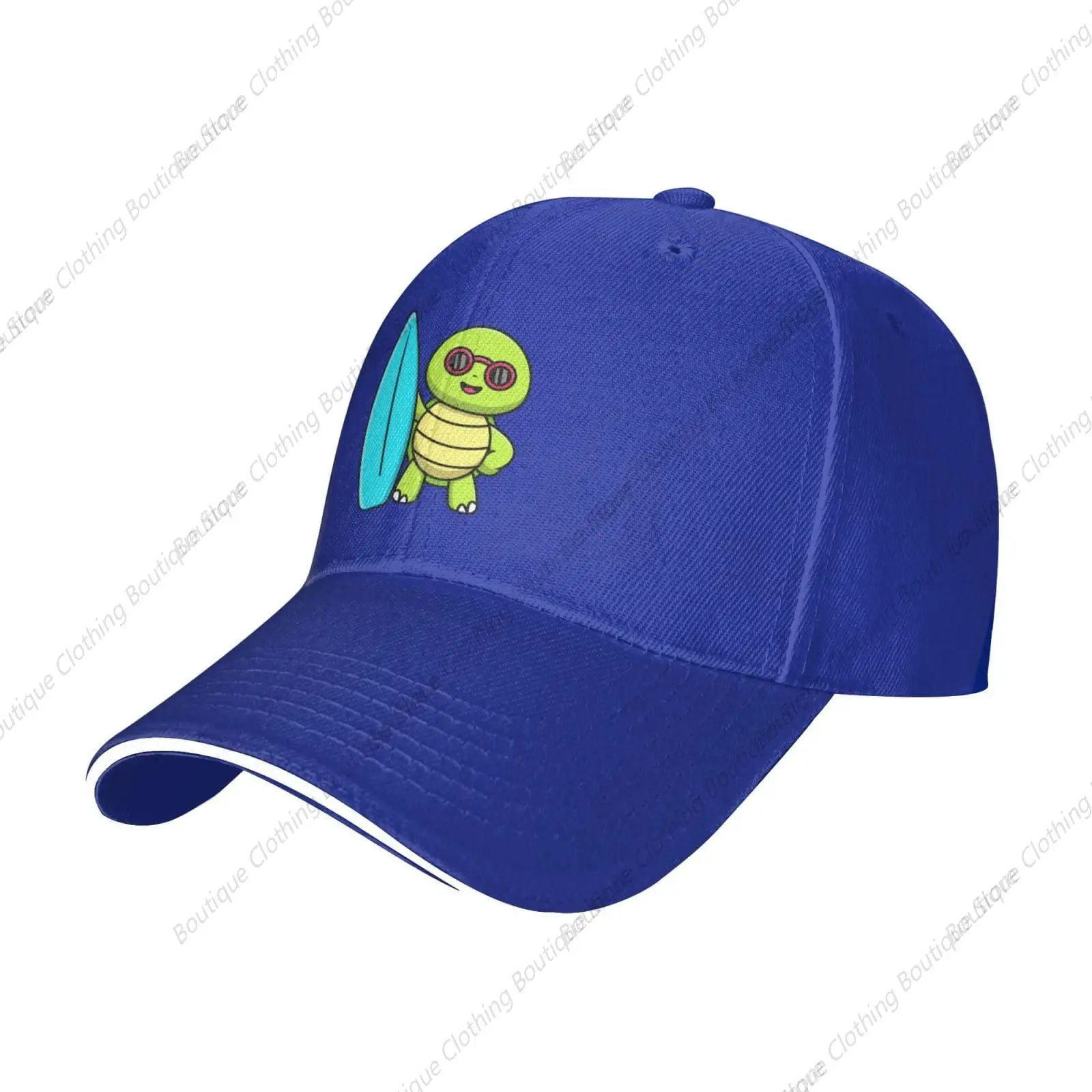 Cute Turtle with Surfboard Baseball Cap Women Men Hat Adjustable Golf Caps Dad Sun Hat Blue