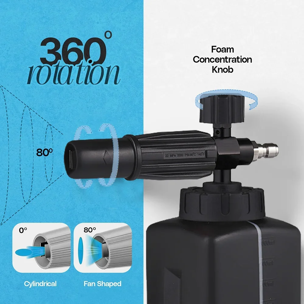 4000PSI Foam Cannon High Pressure Washer Kit Dual Connector 1/4