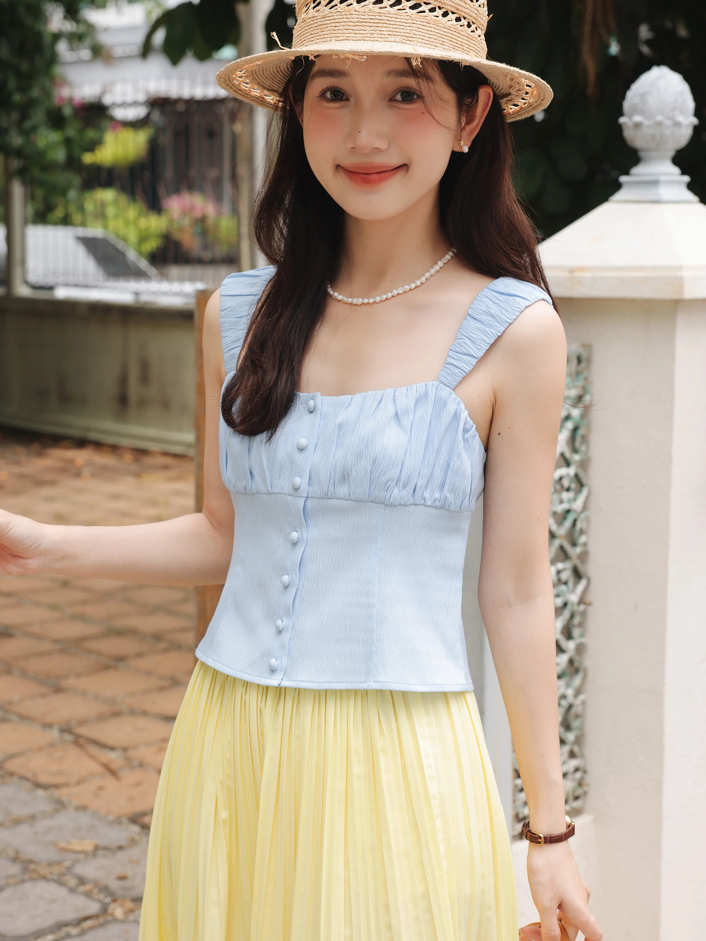 Square Neck Slim Fit Crop Top Women Summer Sweet Sexy Sleeveless