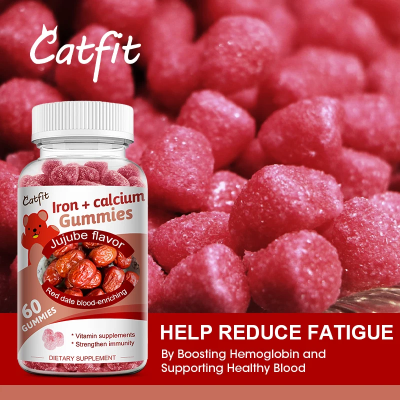 Catfit Nature Red Dates Gummies VitaminD3 Antisenescence Jujube Hematopoietic function Kosher snacks