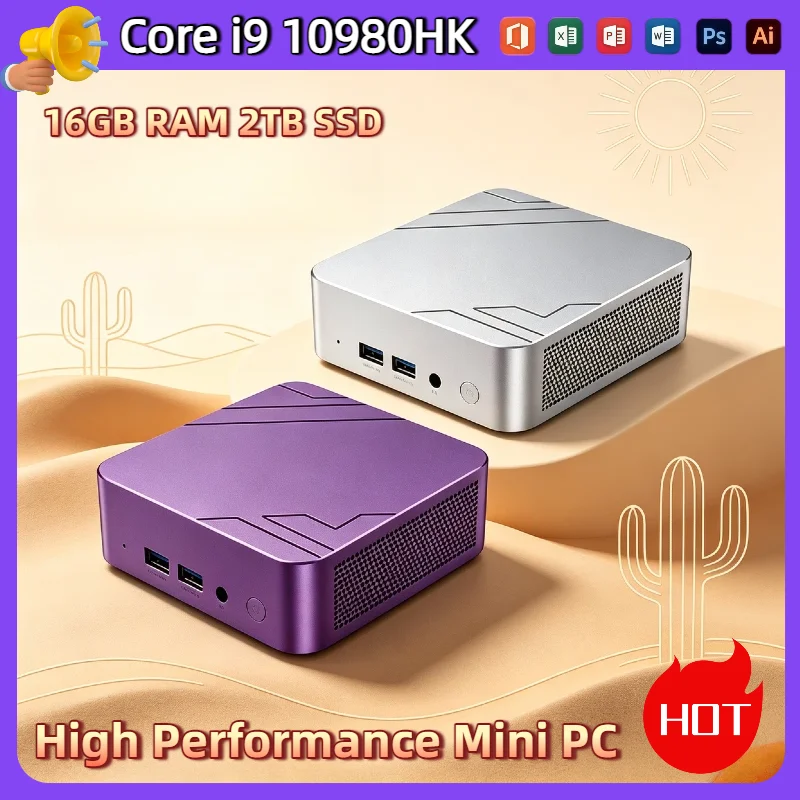 Intel Core i9 10980HK Mini PC 16GB RAM 2TB NVMe SSD High Performance Triple 4K Display WiFi6 Office Home Small Computer Pro Max