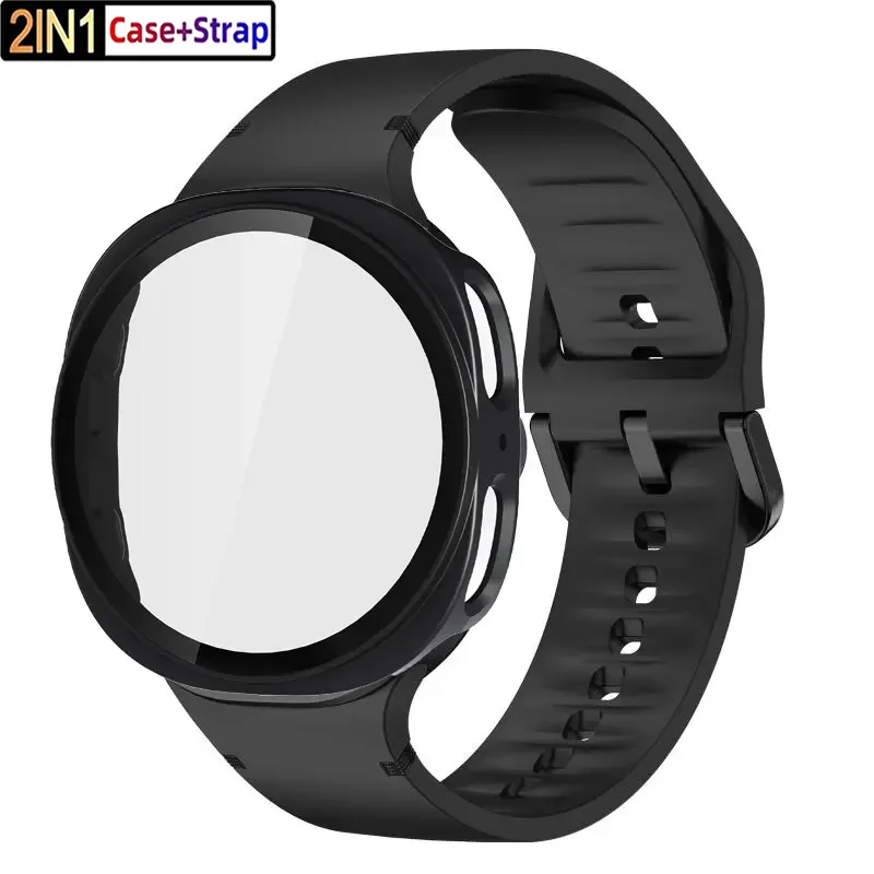 PC-Gehäuse + Silikonband für Samsung Galaxy Watch 8, 40/44 mm, Sportarmband, ausgehöhlte Schutzabdeckung für Galaxy Watch 8, Zubehör