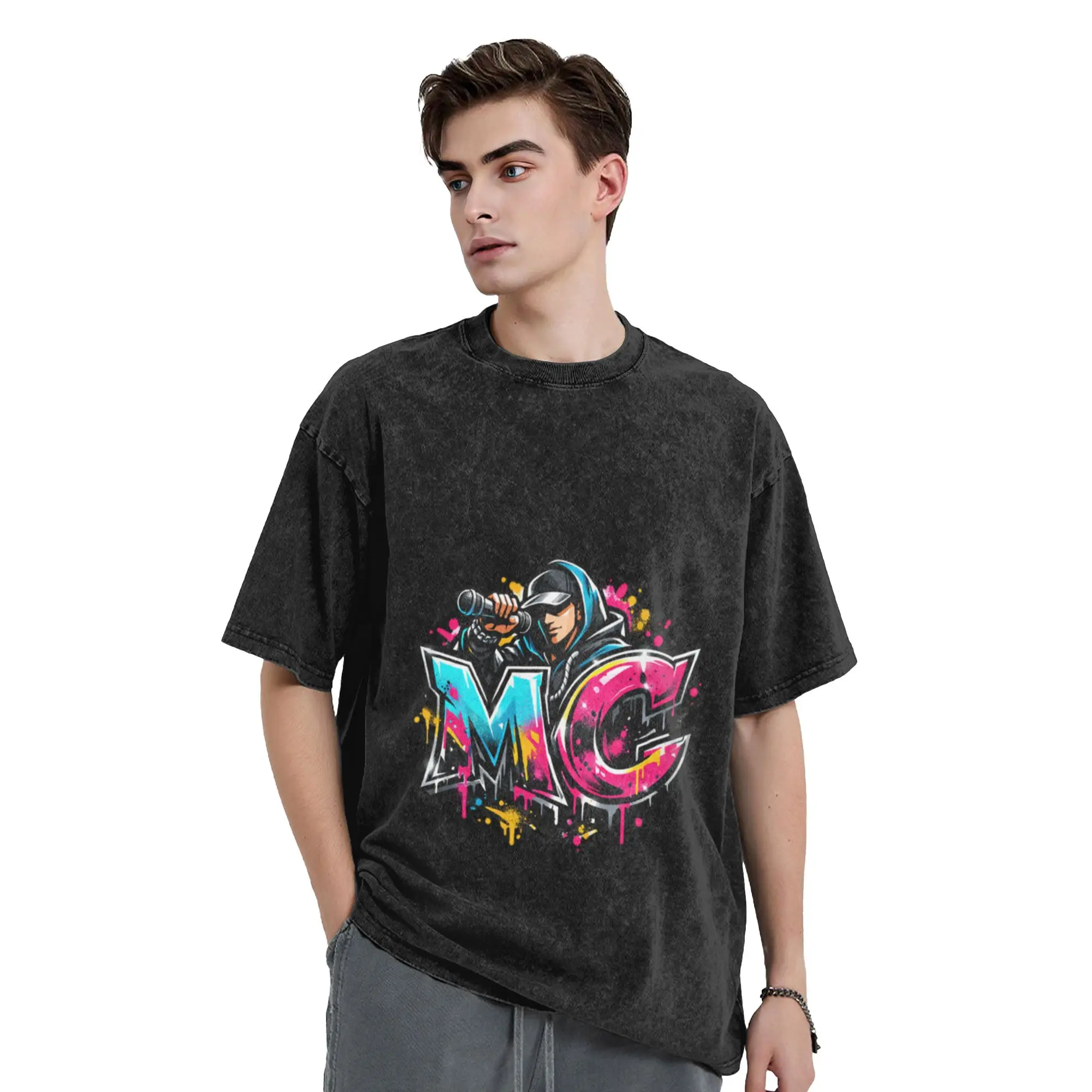 Hip Hop MC  Rapper  Music Unique Stylish A Washed T Shirt Men's Women's Oversized Cotton Tees Tops