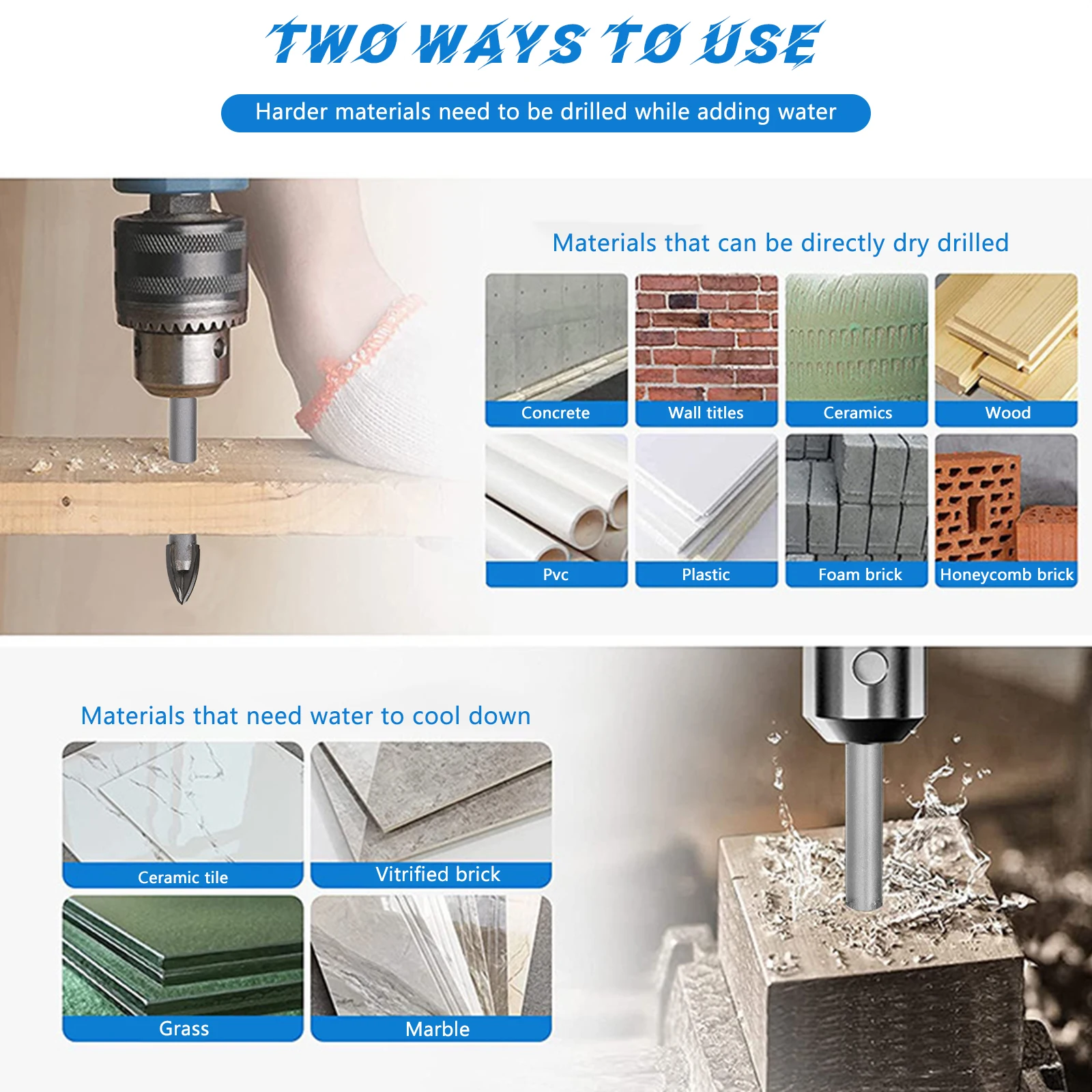 

7 pcs Tile Bits 3 4 5 6 8 10 12mm Gold Carbide Hole Triangle Drill Bits Saw Triangle Drilling Concrete Glass Ceramic Brick
