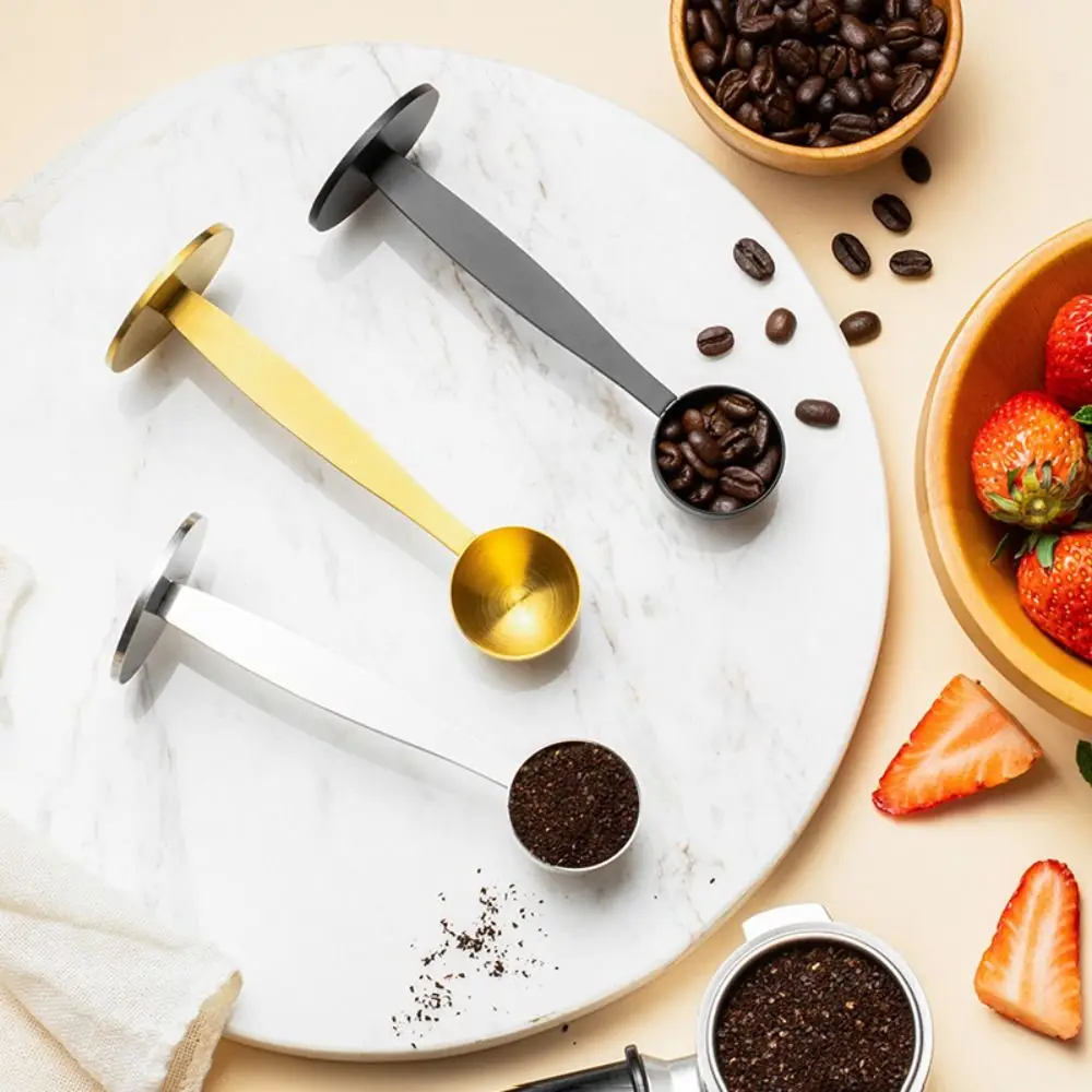 Premium 2-in-1 Measuring Coffee Scoops Pressed Bottom TSP DIY Coffee Tool Stainless Steel Durable Barista Tool Ground Coffee