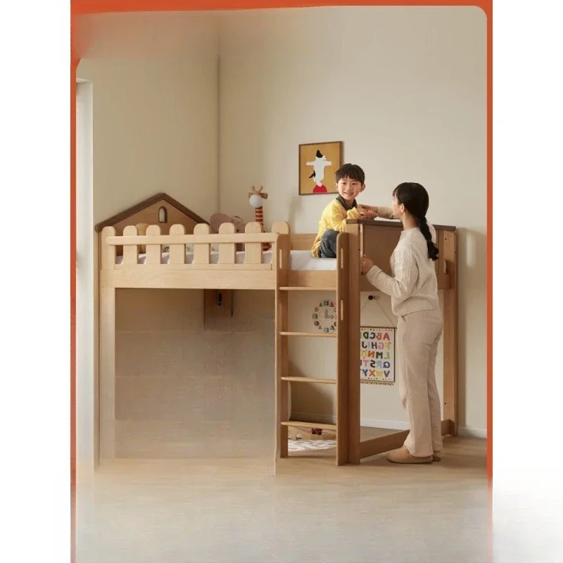 

Log wind children's bed Small apartment tree house, upper and lower beds Half high bed Upper and lower table High and lower beds