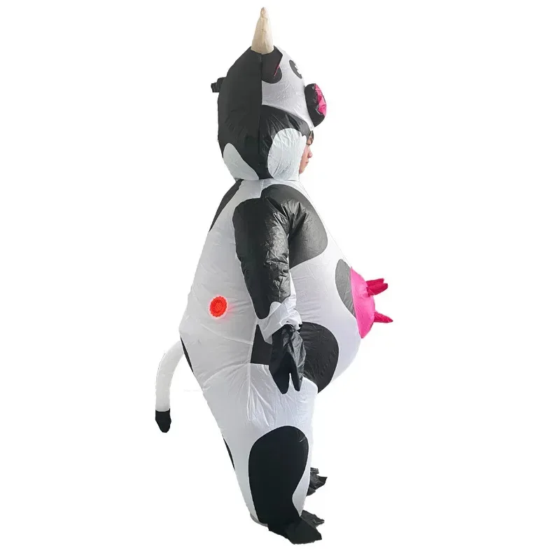 Disfraz inflable de vaca para niños y adultos de Halloween, fiesta de Halloween, ropa de Cosplay de animales de dibujos animados divertidos, vestido para actuación en escenario