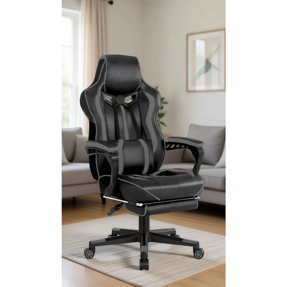 Ergonomic Reclining Gaming Chair with Footrest and Massage for Adults