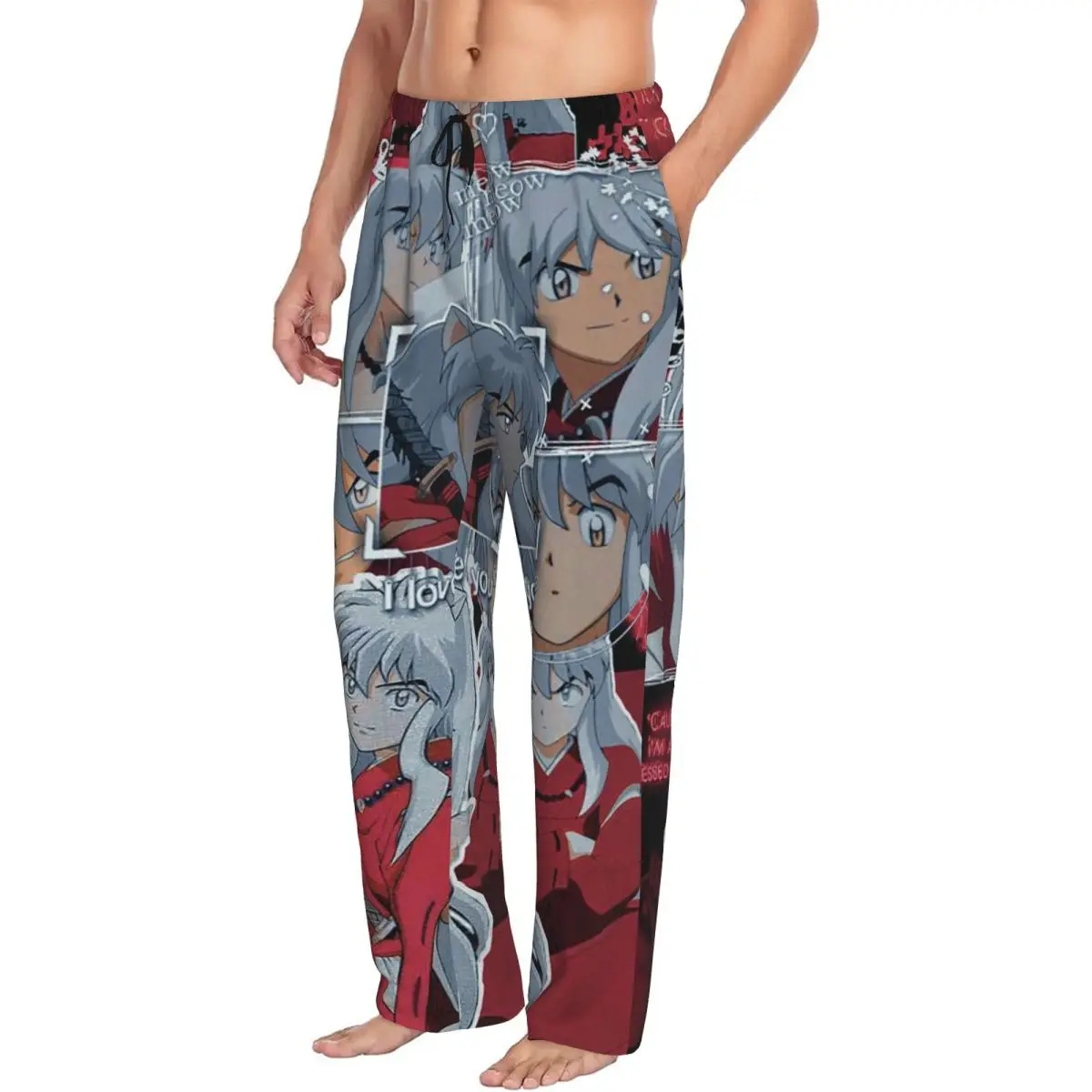 

Мужские пижамные штаны Inuyasha в стиле аниме, одежда для сна с карманами на заказ