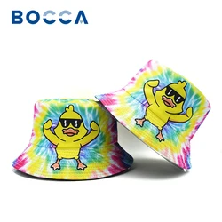 Bocca Cartoon Duck Printing Bucket Hat Tie Dye Pattern Fisherman Hats Location Design Double Sides Bob Panama Cap Sun Outdoor