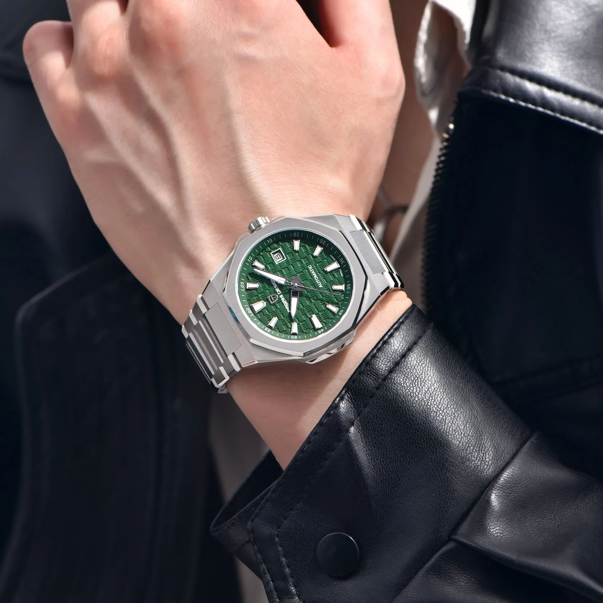 PAGANI DESIGN Business Men's Automatic Mechanical Watches Octagon Case Sapphire Date Window Waterproof Watch For Office & Dating