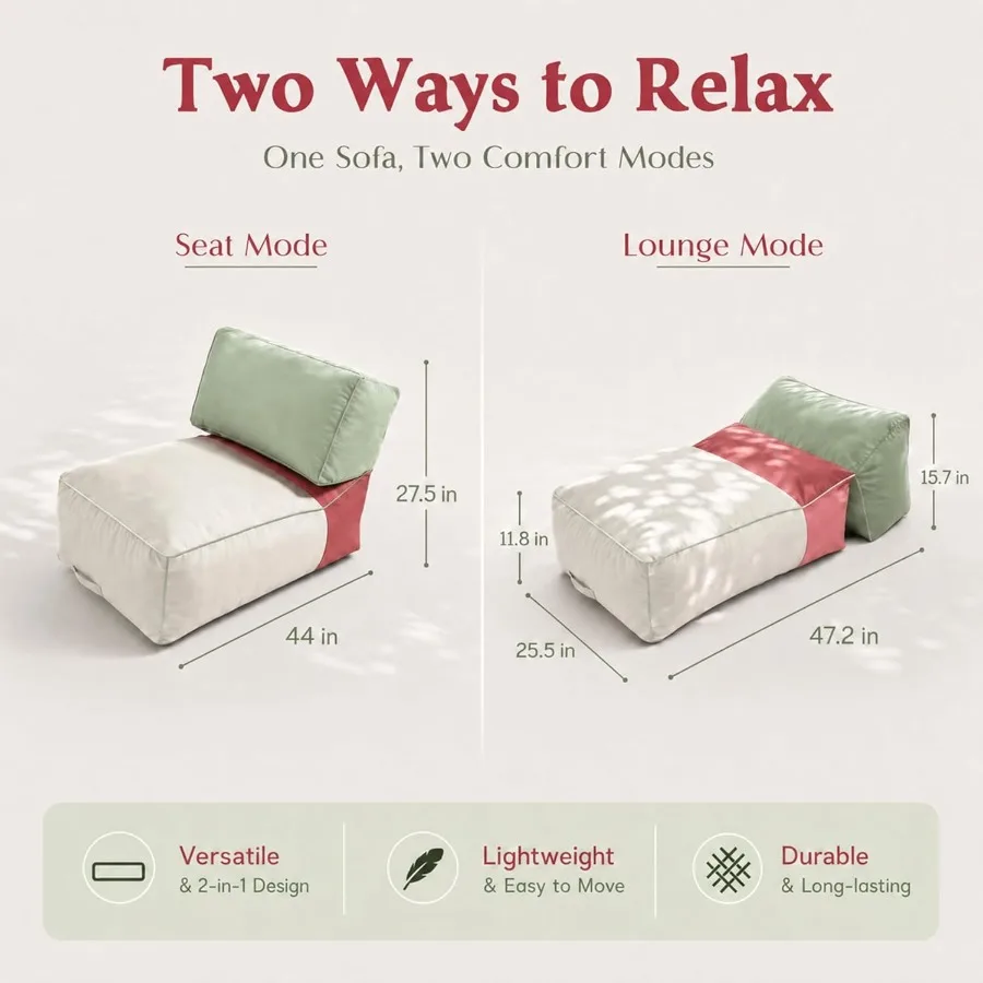 Outdoor Bean Bag Chair, 2-in-1 Waterproof Bean Bag Lounge Chair