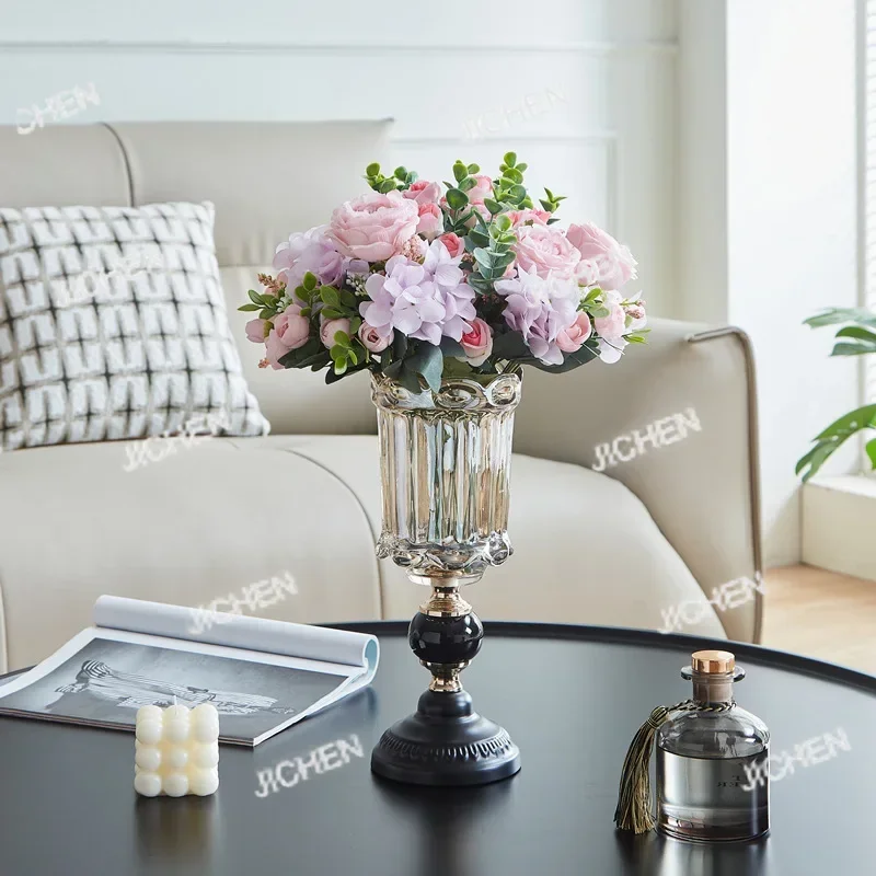 

ZQ современный свет роскошная стеклянная ваза орнамент гостиная цветочная композиция обеденный стол древнее кремовое украшение ветра