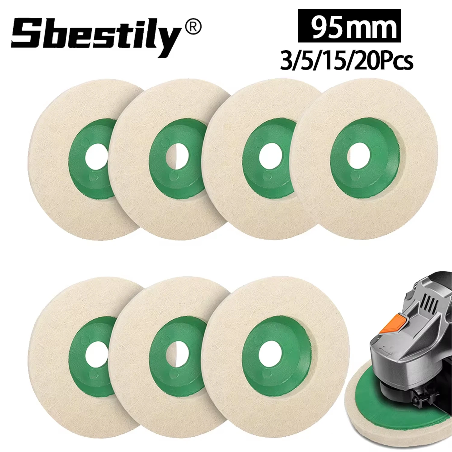 3/5/15/20pcs 95mm 4Inch Wool Felt Discs Buffing Wheel Pad Coarse Wool Fiber Wheel for Angle Grinder Metal Marble Wood Grinding