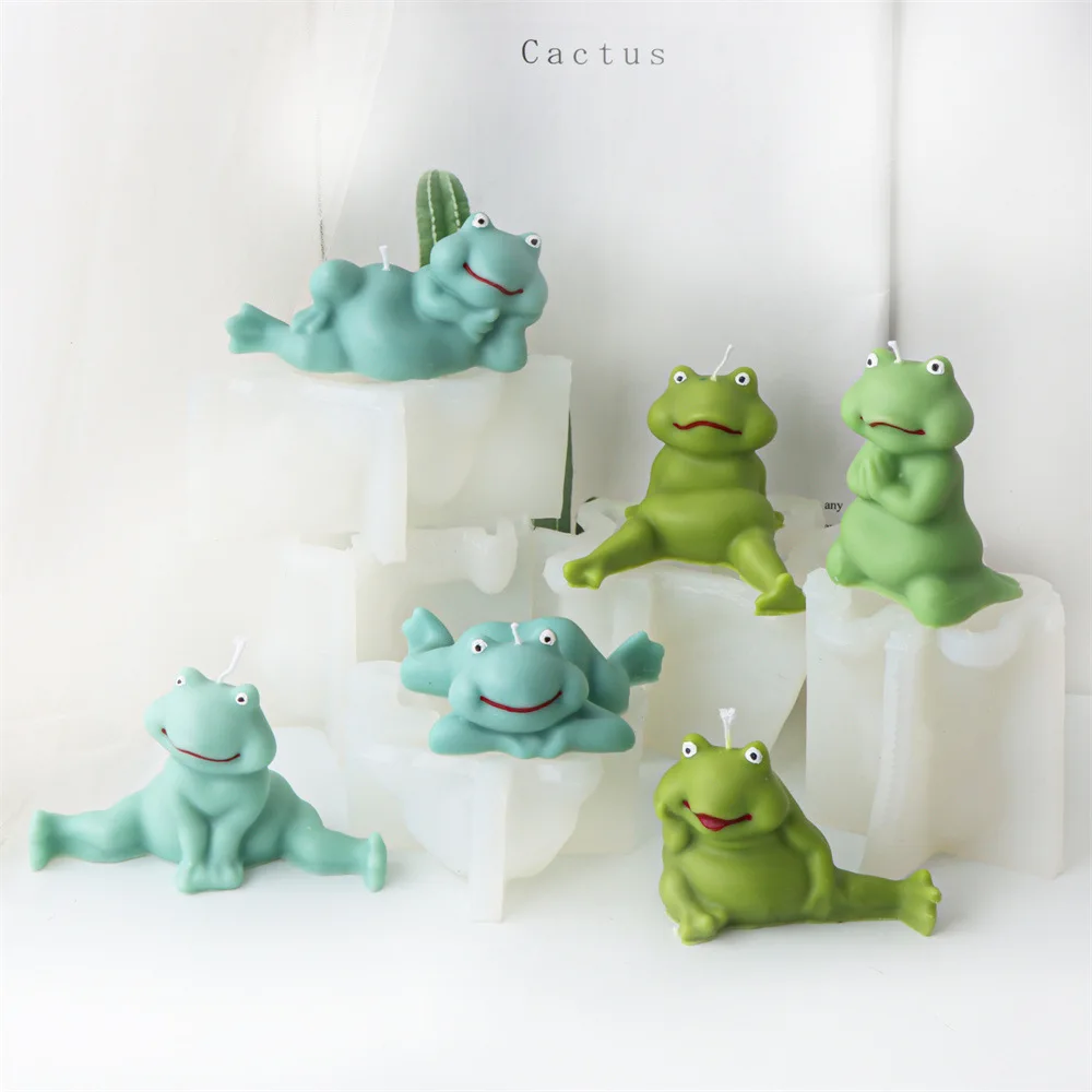 

Three-dimensional Sports Yoga Frog Silicone Candle Mold Animal Plaster Aromatherapy Resin Molds Candle Making Kit