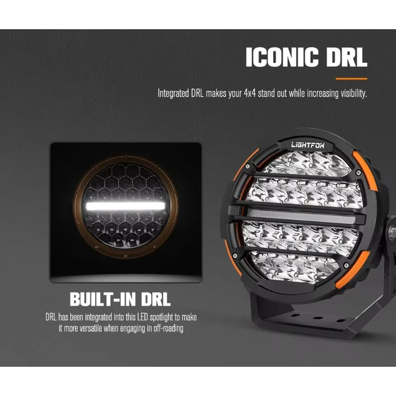 

1660M for Offroad Spotlight Built-in DRL 9 Inch Led Driving Light With Protective Front Grill