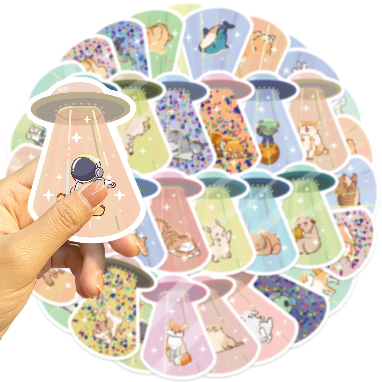 50PCS UFO Kidnapped Friend Stickers Graffiti Stickers DIY Diary Phone Case Handmade Scrapbook Aesthetic Stickers image 3