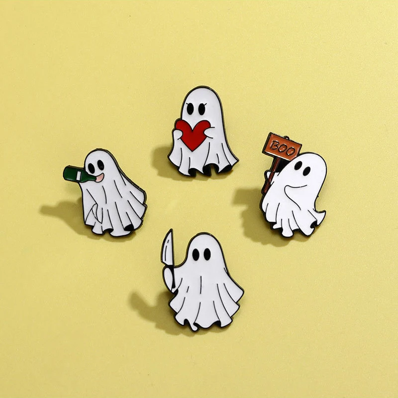 Cute Cartoon Ghost Enamel Brooch Creative Halloween Funny Gift Home Decoration Lapel Pin Badge Backpack Clothing Hat Accessories