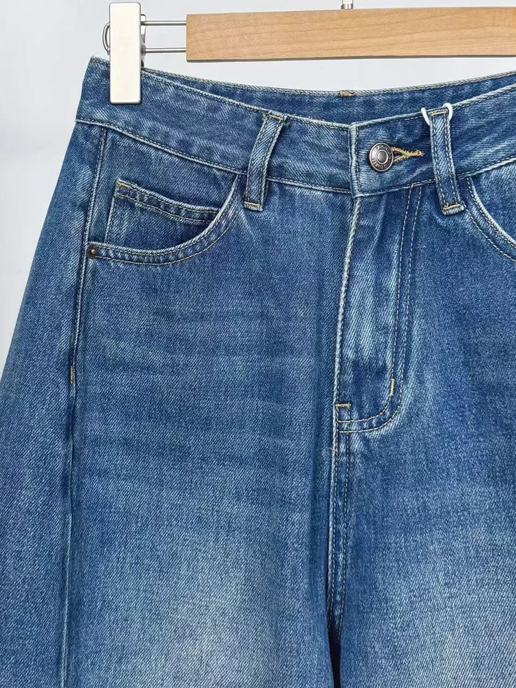 Amerikaanse Sle Casual Hoge Taille Losse Bermuda orts Vijf Knoppen Ritssluiting Wijde Pijpen Zomer Denim Jeans Dames Faion