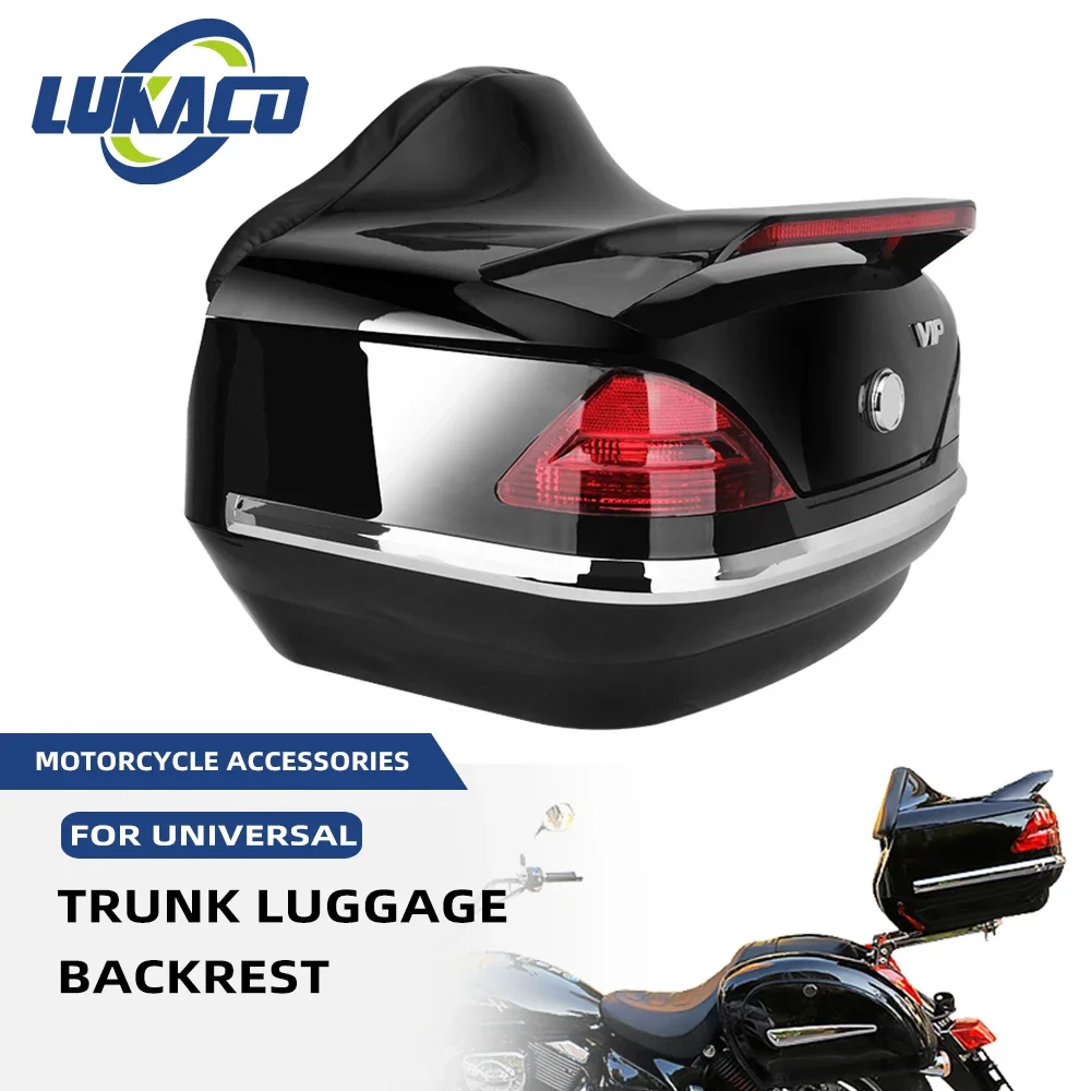 

Secure Latch Motorcycle Rear Storage Luggage Trunk W/Lock Scooter Helmet Top Box Rear Topbox Case For Honda Yamaha Kawasaki