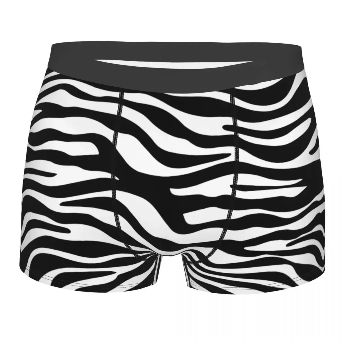 Zebra Print Men's Underwear Animal Skin Texture Boxer Briefs Shorts Panties Funny Breathable Underpants for Homme Plus Size