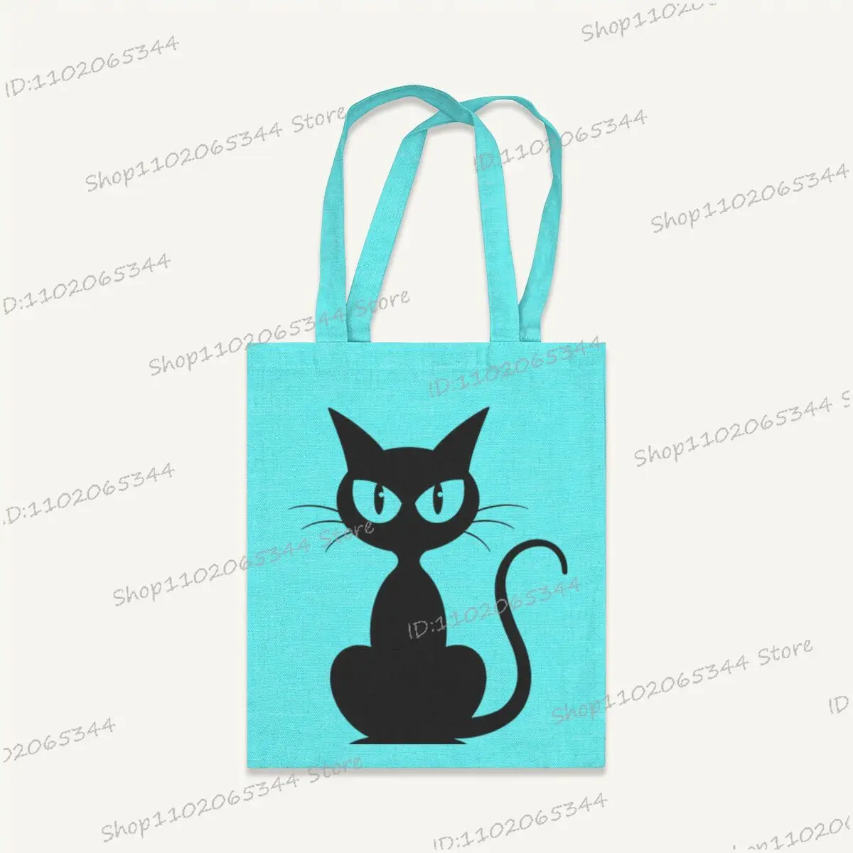 مضيئة نمط القط حمل حقيبة للنساء ايكو قابلة لإعادة الاستخدام حقائب كتف سعة كبيرة قماش عادية Harajuku التسوق المتسوق حقيبة يد