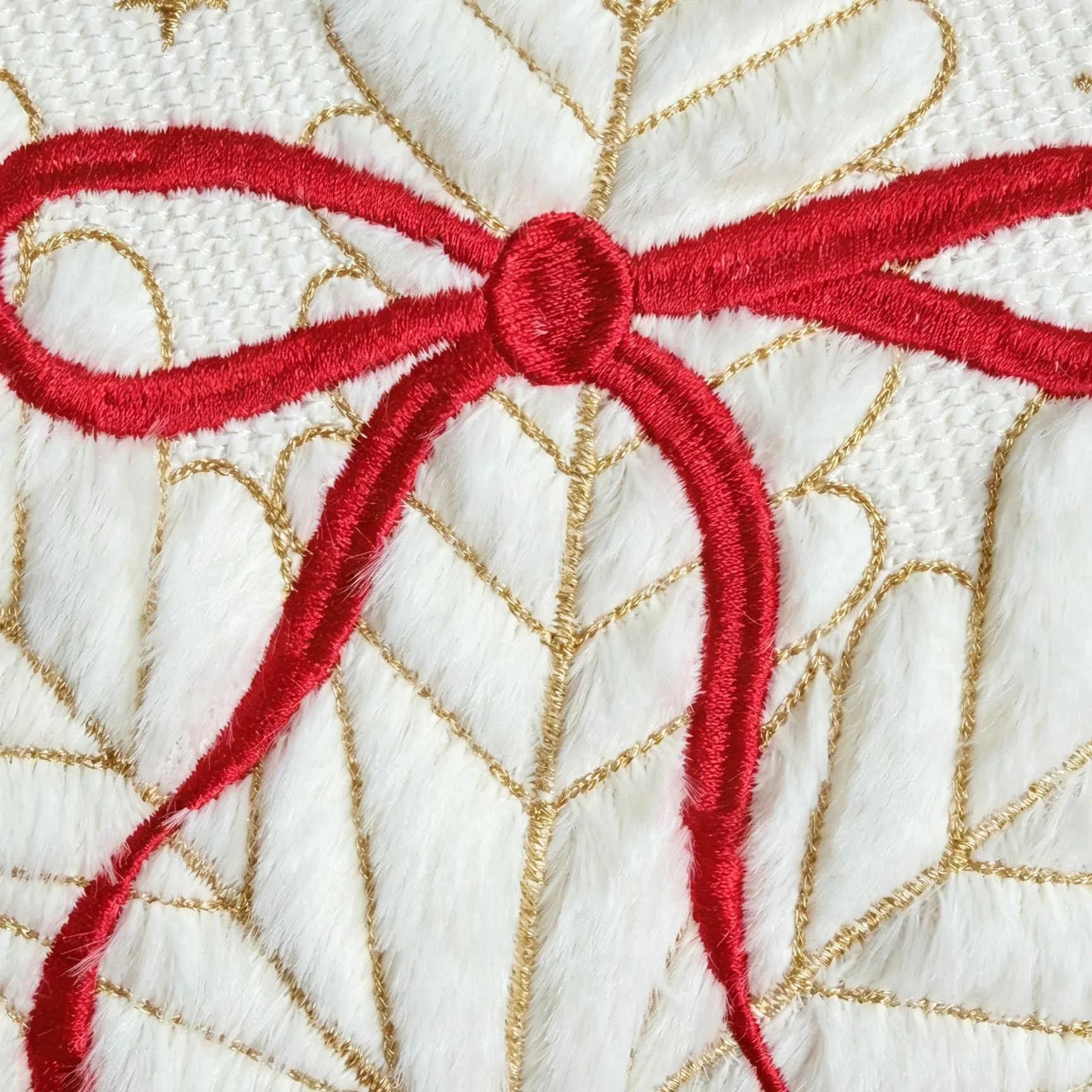 Weihnachtlicher Weißer Kissenbezug mit Gestickten Schneeglocken und Schleifen, Sofadekoration, Kopfkissenbezug – Detail 7