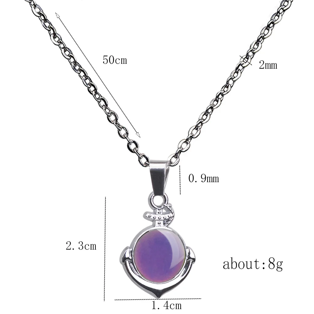 Fashion Anchor Pendant Temperature Change Color Mood Necklace Stainless Steel Chain Halloween Gothic Jewelry for Women