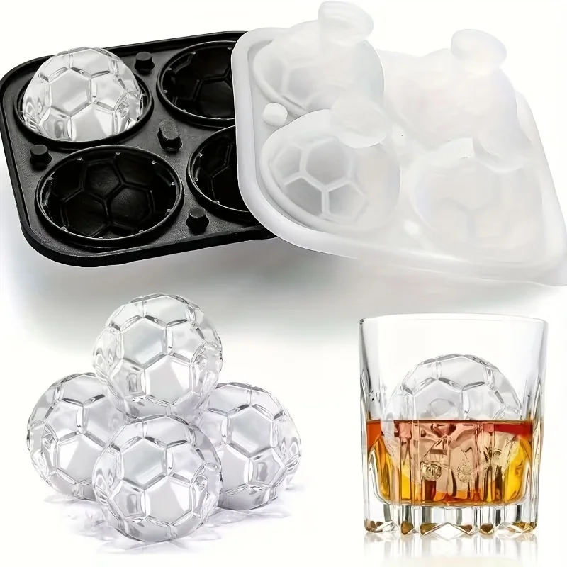 Silicone Football Ice Grid Molds for World Cup Fans Party Drinks Ice Hockey Tray Sports Ball Shaped Ice Ball Maker Kitchen Acces