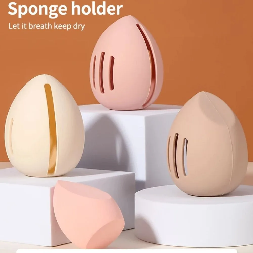 New Silicone Makeup Sponge Holder Multi-Hole Eco-Friendly Makeup Sponge Case Khaki Pink White Puff Organizer Box Cosmetic