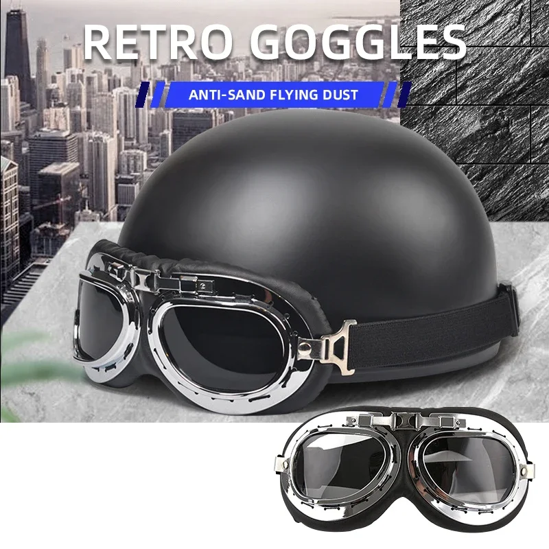 

Motorcycle Retro Goggles Vintage Universal Windproof Anti-UV Anti-Dust Helmet Equipments Outdoor Sports Cycling Glasses