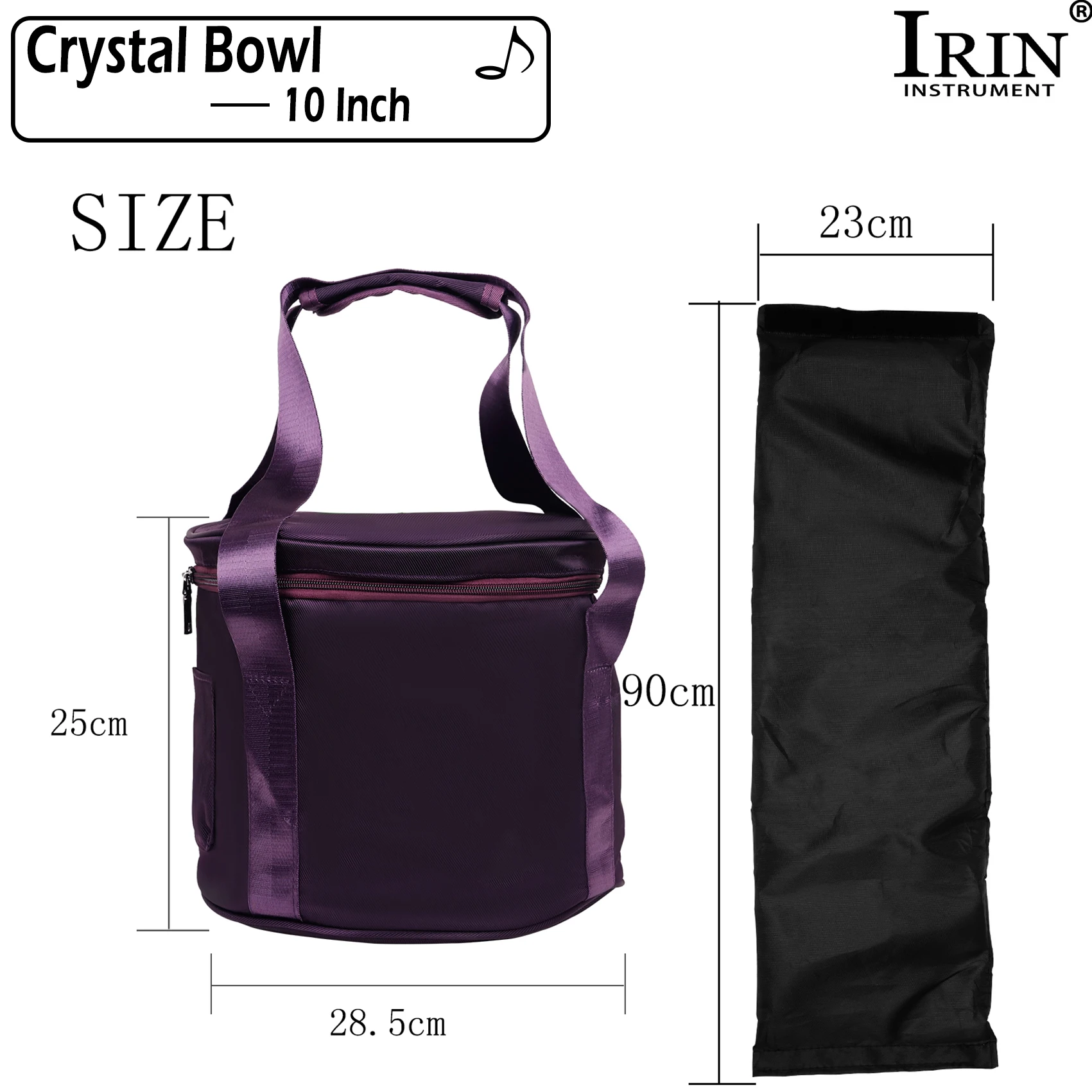 Irin Kristalls chale Fall lila Klangs chale Handtasche 8/10/12/14 Zoll Kristallsc halen Tasche Schlag instrument Spezial zubehör – Detail 3
