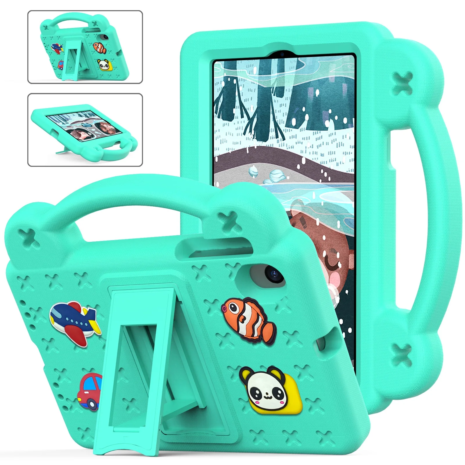 For Walmart ONN 7.0inch Gen5 4-100135924 2026 2024 EVA Shockproof Durable Fashion handle Shell With foldable bracket Tablet Case