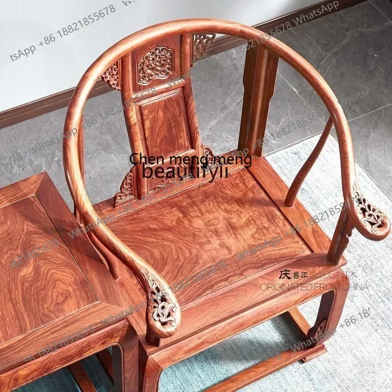 cn8617 ss New style Rosewood Rosewood Rosewood round-Backed Armchair Three-Piece Set Chinese Ming-Qing Period Armchair Palace Ch