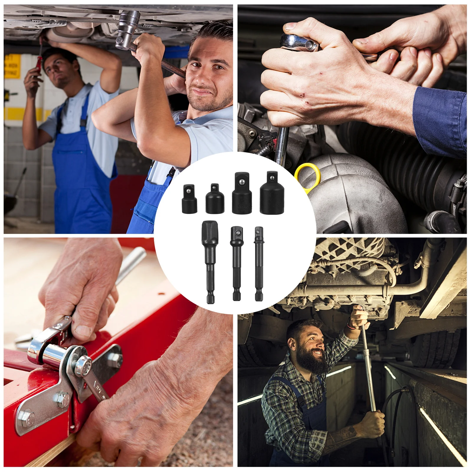 

7Pcs Impact Socket Adapter Set High Hardness Steel Torque Transfer for Air Hand Hand Tools Screwdriver Conversion Drill Adapter