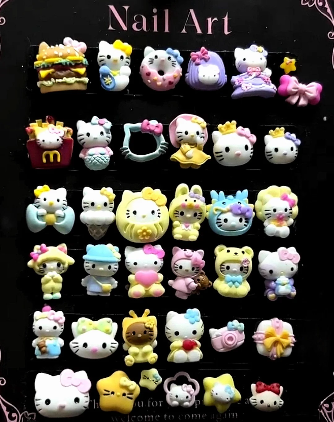 3D 네일아트 실리콘 몰드 클래식 헬로키티 마이멜로디 포차코 조형 템플릿 네일 부품 스텐실 DIY 매니큐어 디자인용