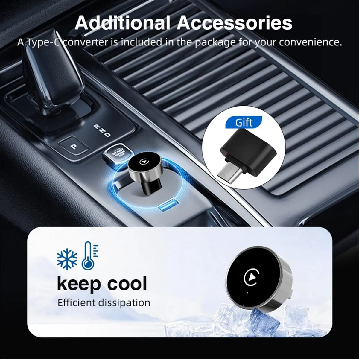 A10R Wireless Carplay Adapter Android Auto 2in1 Smart Mini Box WIFI BT Auto Connect Plug & Play for Most Car Model