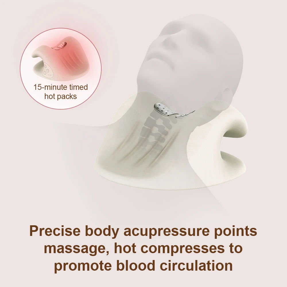 Almohada de masaje eléctrica para columna Cervical, dispositivo de tracción quiropráctica, relajante de hombros y cuello, corrección de columna