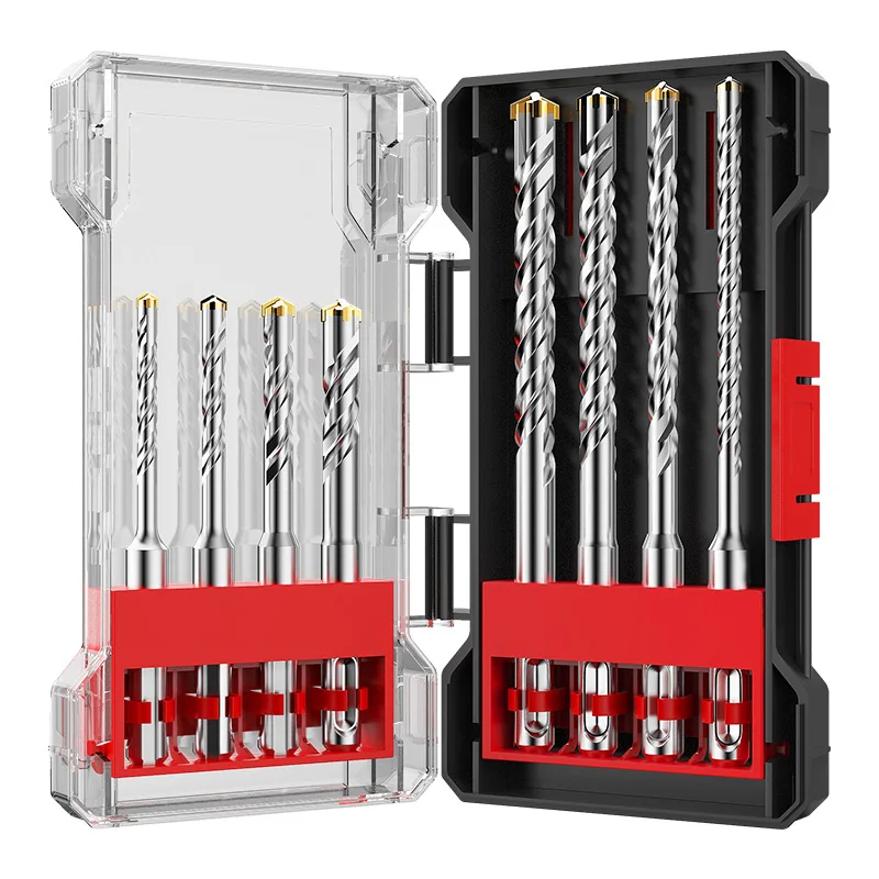 LIDIAO 8PCS HSS Drill Bit Set 5-12mm for Concrete Impact Drill Compatible Durable Precise Drilling Tool Kit with Case