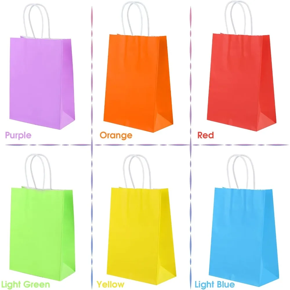 32Pcs Kraft Paper Gift Bags with Handles, 5.25x3.25x8.25 Inches, Rainbow Assorted Colors for Birthday Party Favors, Baby Shower, Wedding view 6