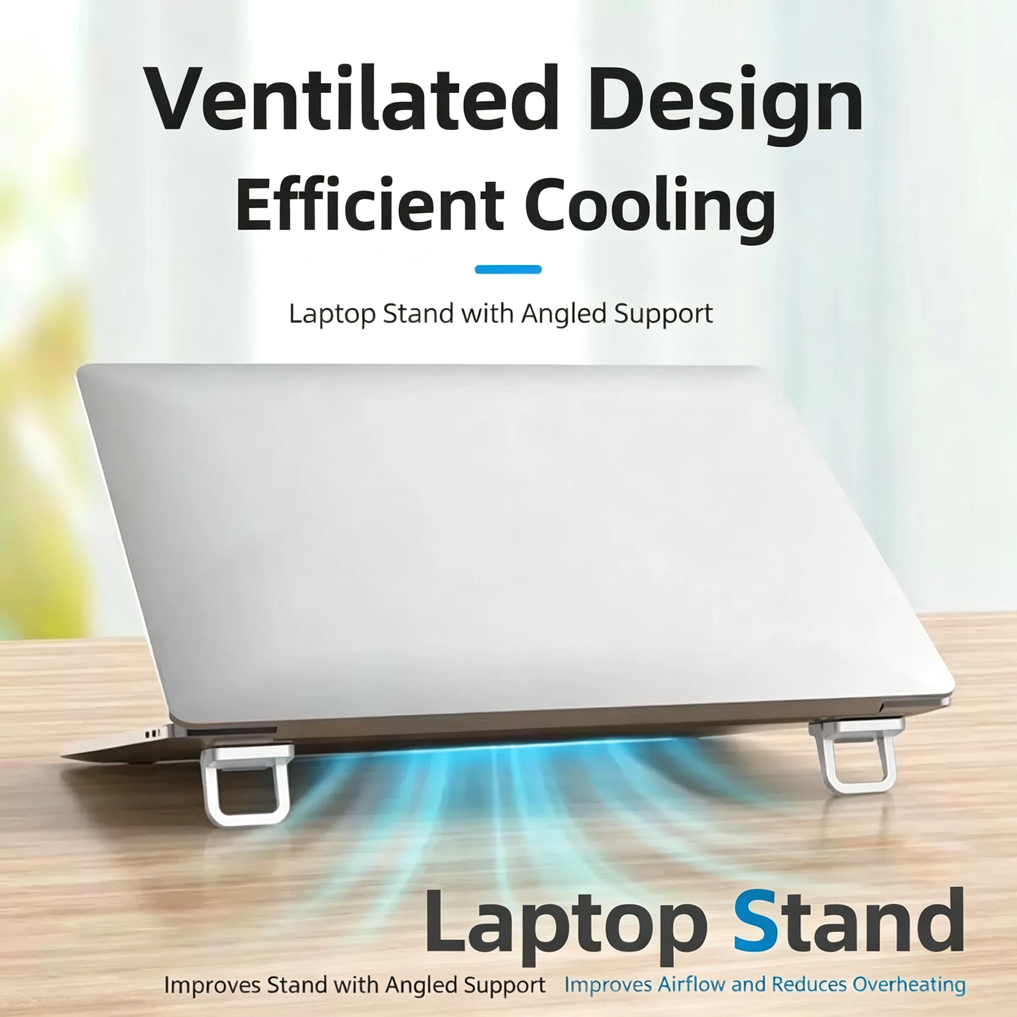 2Pcs Mini Self‑Adhesive Foldable Laptop Stand Invisible Notebook Riser 2‑Level Adjustable Heat‑Dissipating Keyboard Support