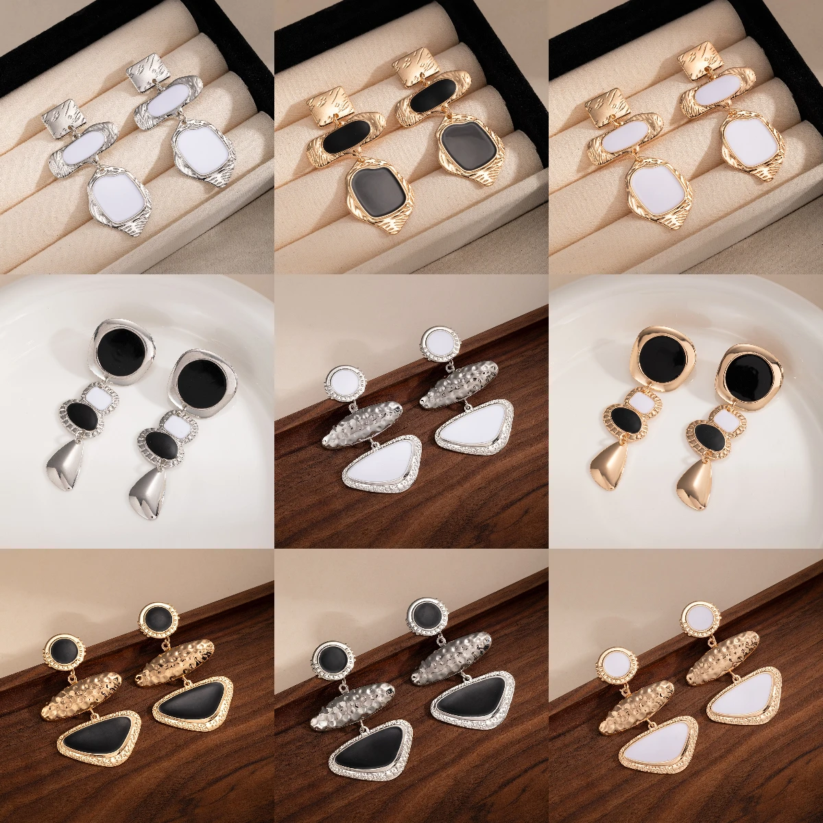 New fashionable commuting style earrings, irregularly shaped geometric texture design, block earrings wholesale