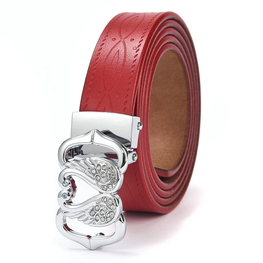 

Women Plate Buckle Leather Belt Famale Cowhide Strap Waistband for Women Width:2.5cm Length:90-110cm