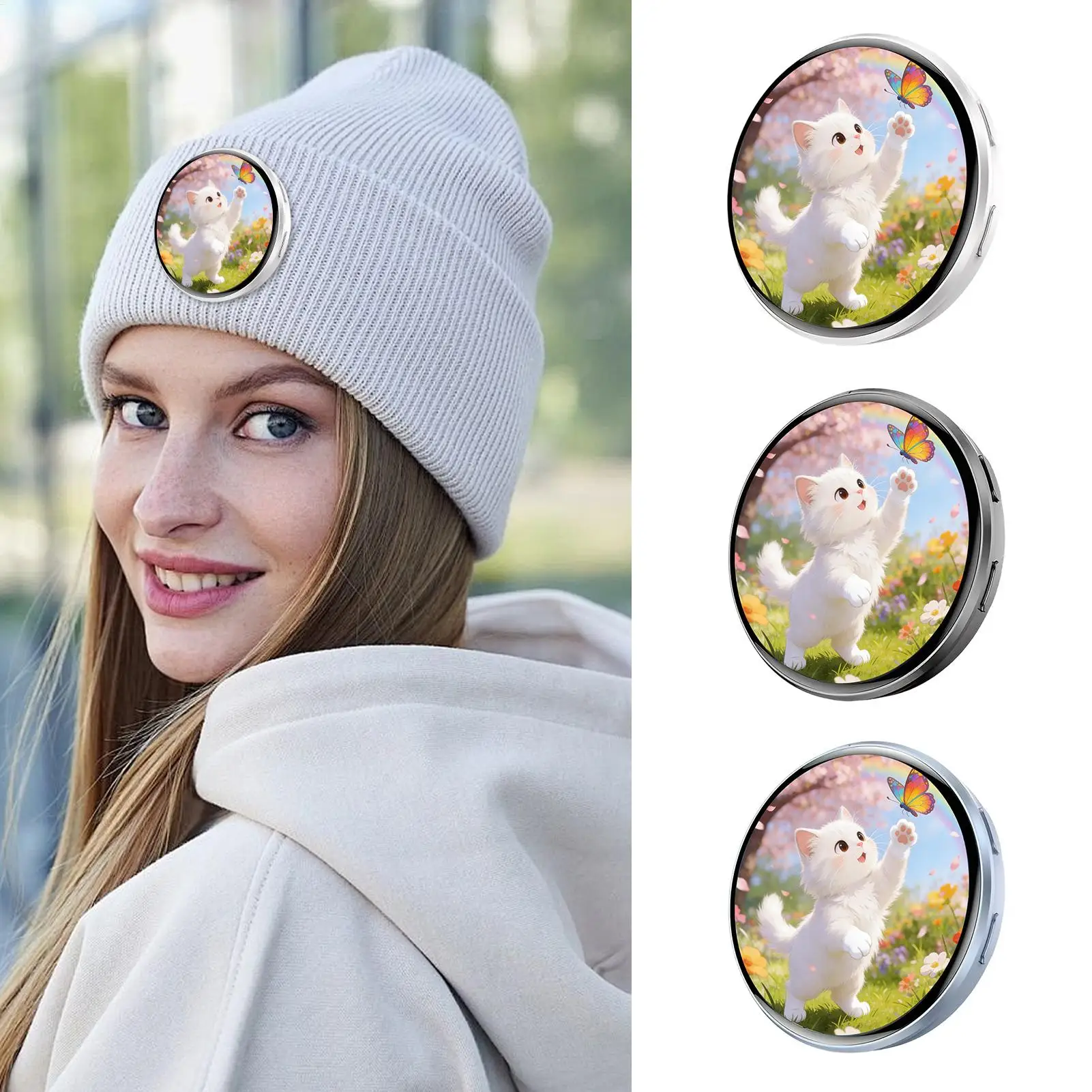 Electronic Badge HD Touchscreen Digital Photo Display Brooch Electronic Badge Anime Pins for Backpacks Christmas Boys Girls