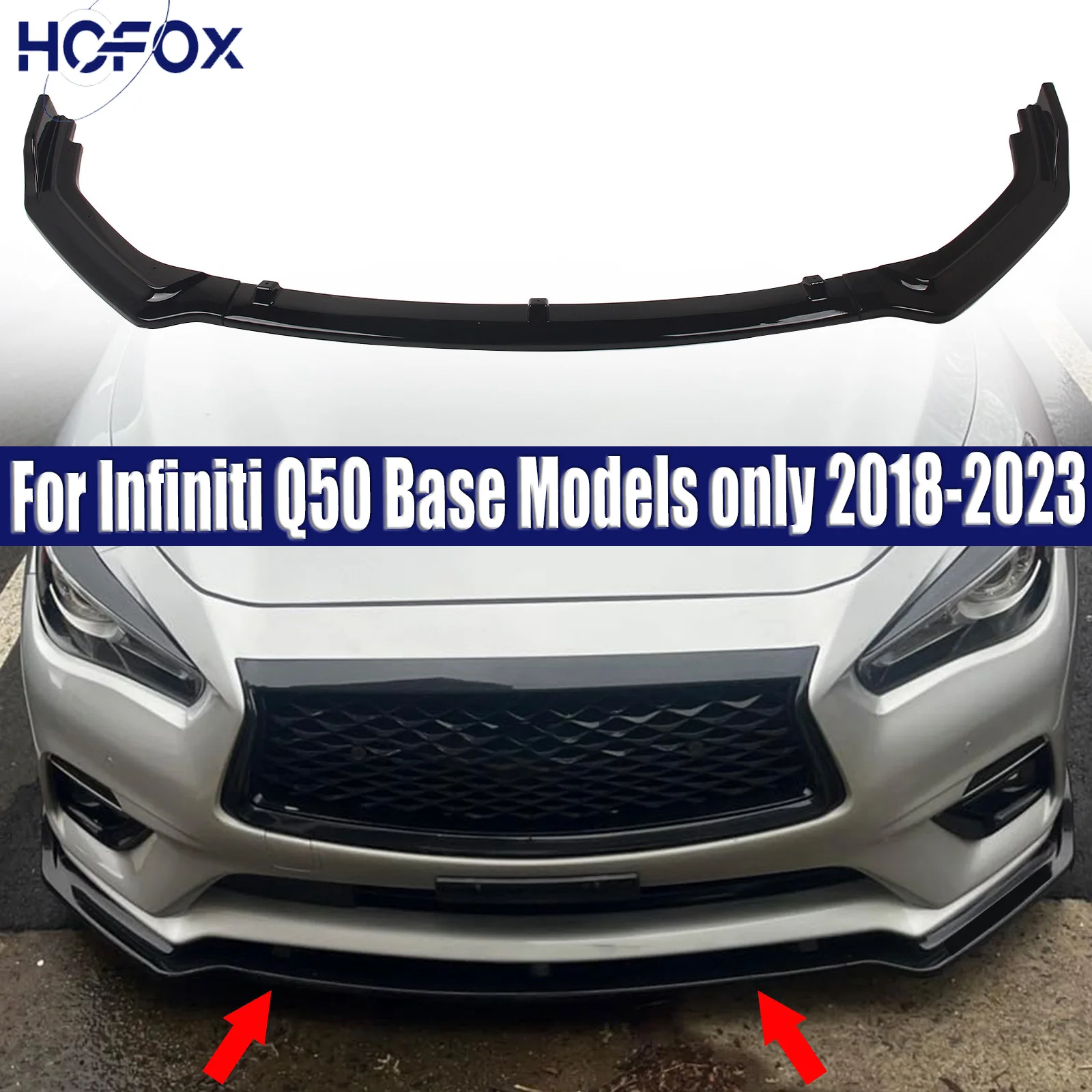 

For Infiniti Q50 Base Models only 2018-2023 Car Front Bumper Lip Spoiler Protector Bumper Splitter Skirt Body Kit