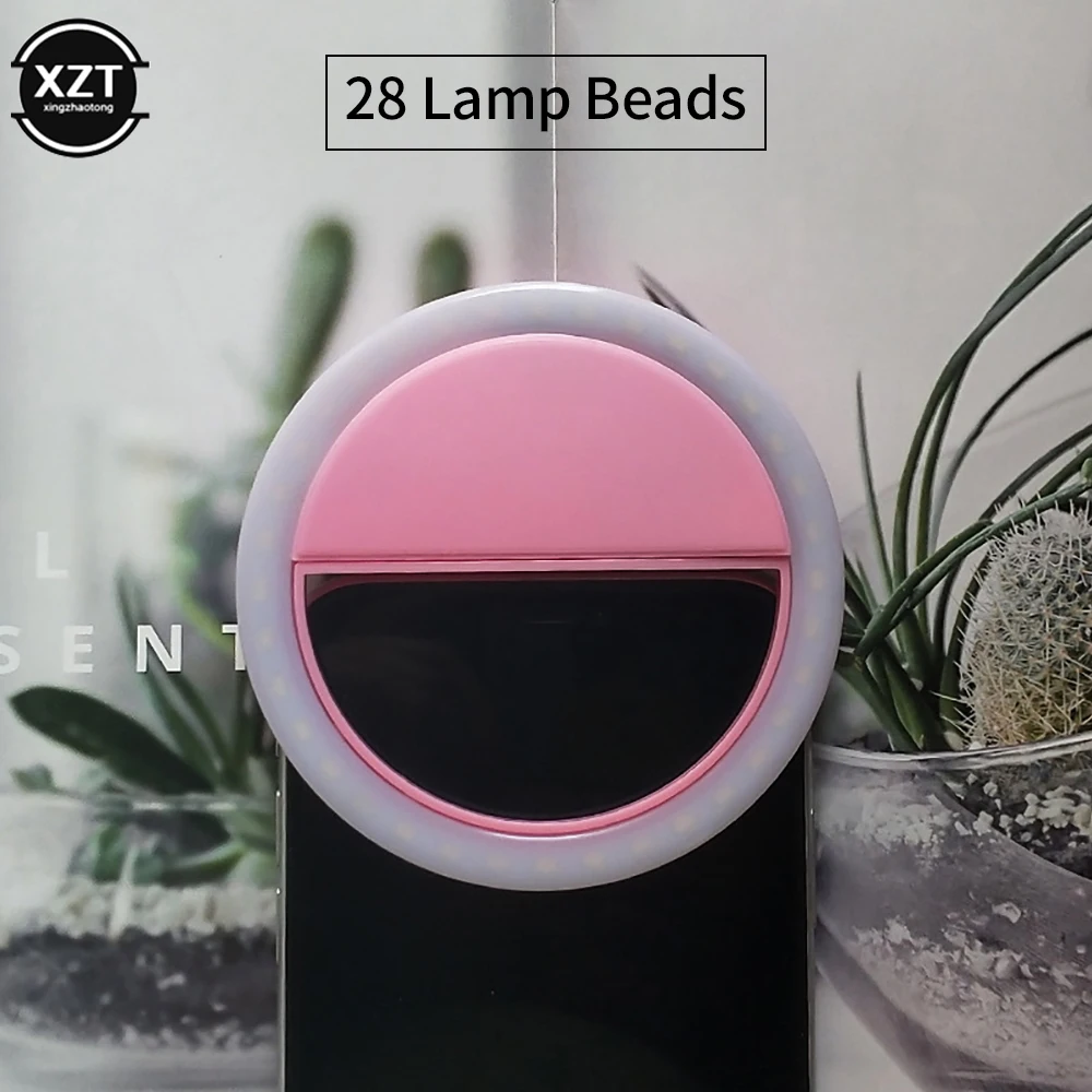 Cell Phone Fill Light LED Round Beat Light Selfie Live Fill Light Rechargeable Photo Light for iphone Samsung Xiaomi Huawei