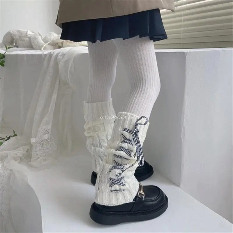 

Lace Up Bowknot Leg Warmers Knee High Socks for Girl Princess Dress Leggings Costume Accessories School Kids Stockings