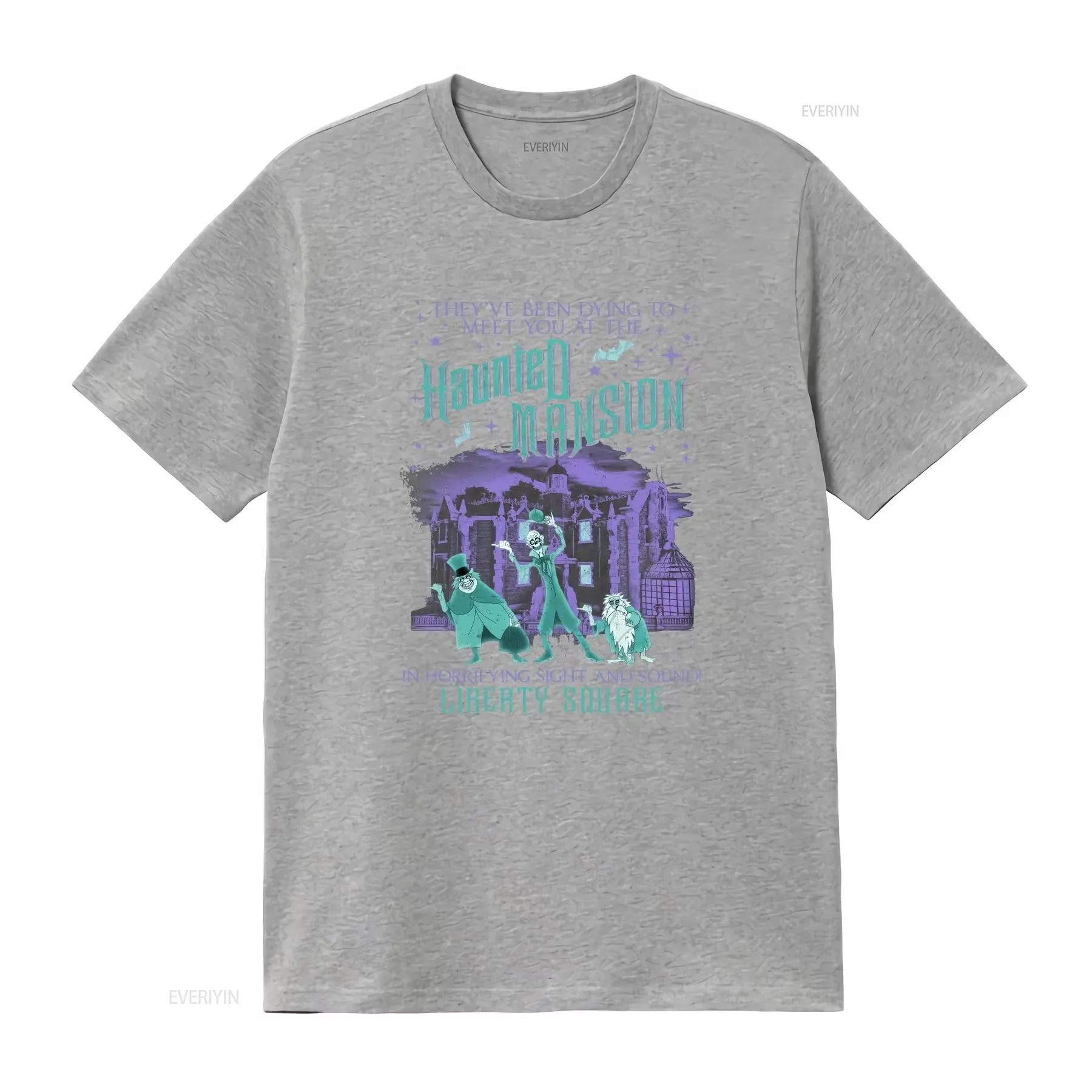 1 Stück Vintage Haunted Mansion Liberty Square Baumwoll-T-Shirt, Unisex, für Männer, Frauen und Kinder, Streetwear, lässiges Oberteil mit kurzen Ärmeln. – Detail 8