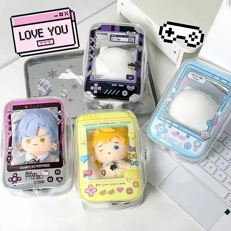 New Fun Creative Game Console Ita Bag Transparent Case For 13cm Doll Portable Clear Keychain Gift Box Collectibles Storage Pouch
